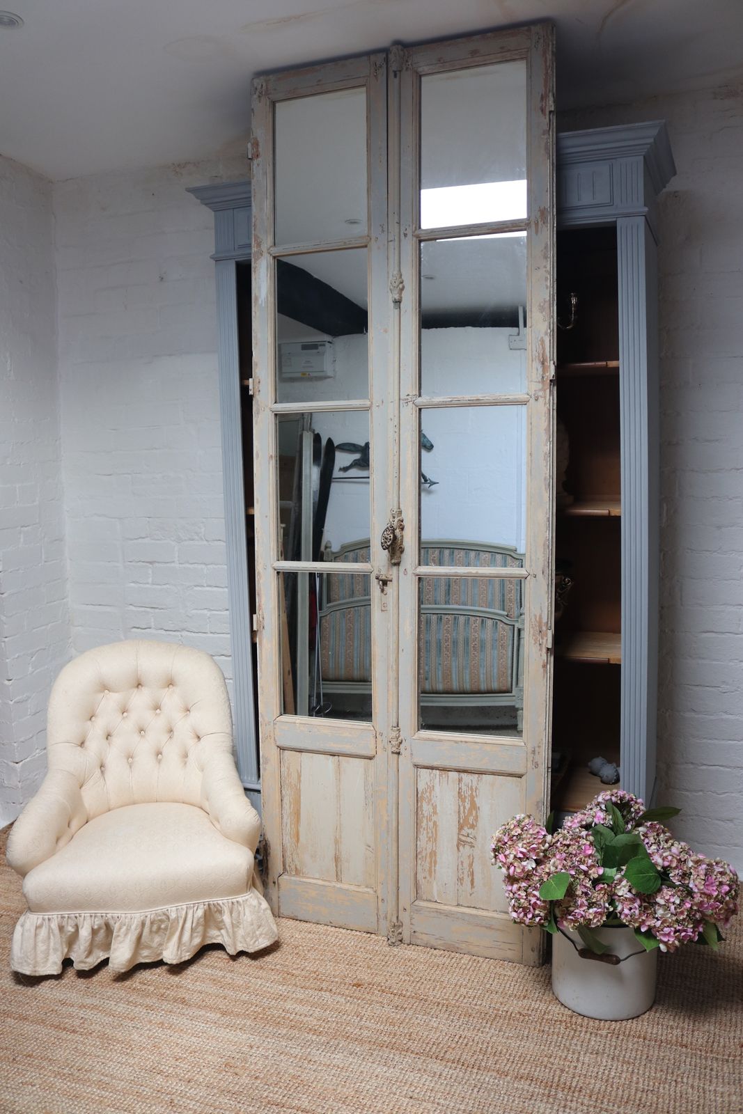 Antique French Huge 250cm High Stately Home Window Frame Floor Mirror photo furniture