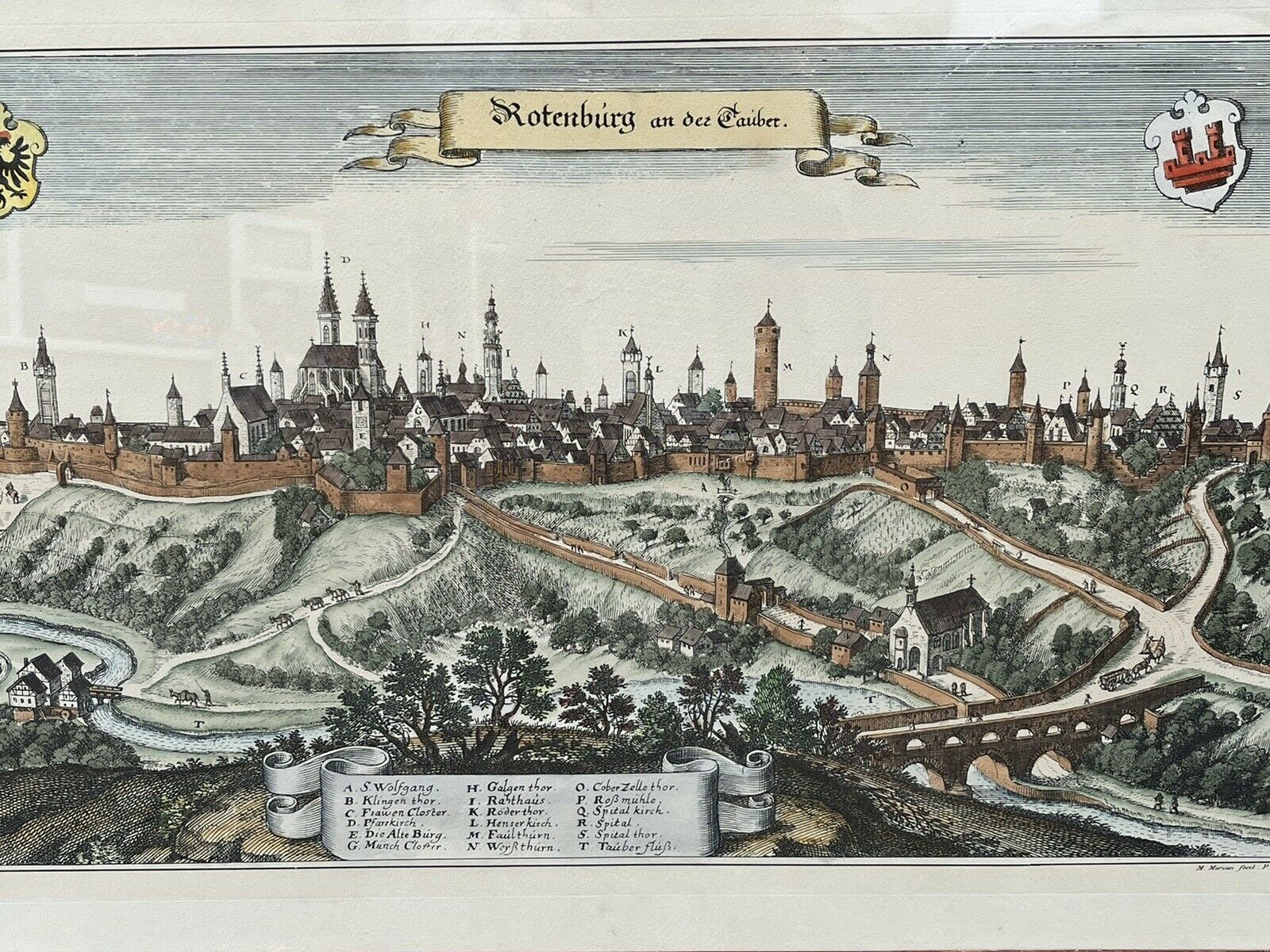 Antique Coloured Engraving By Conrad Buno Delineaut Of German Towns photo for sale