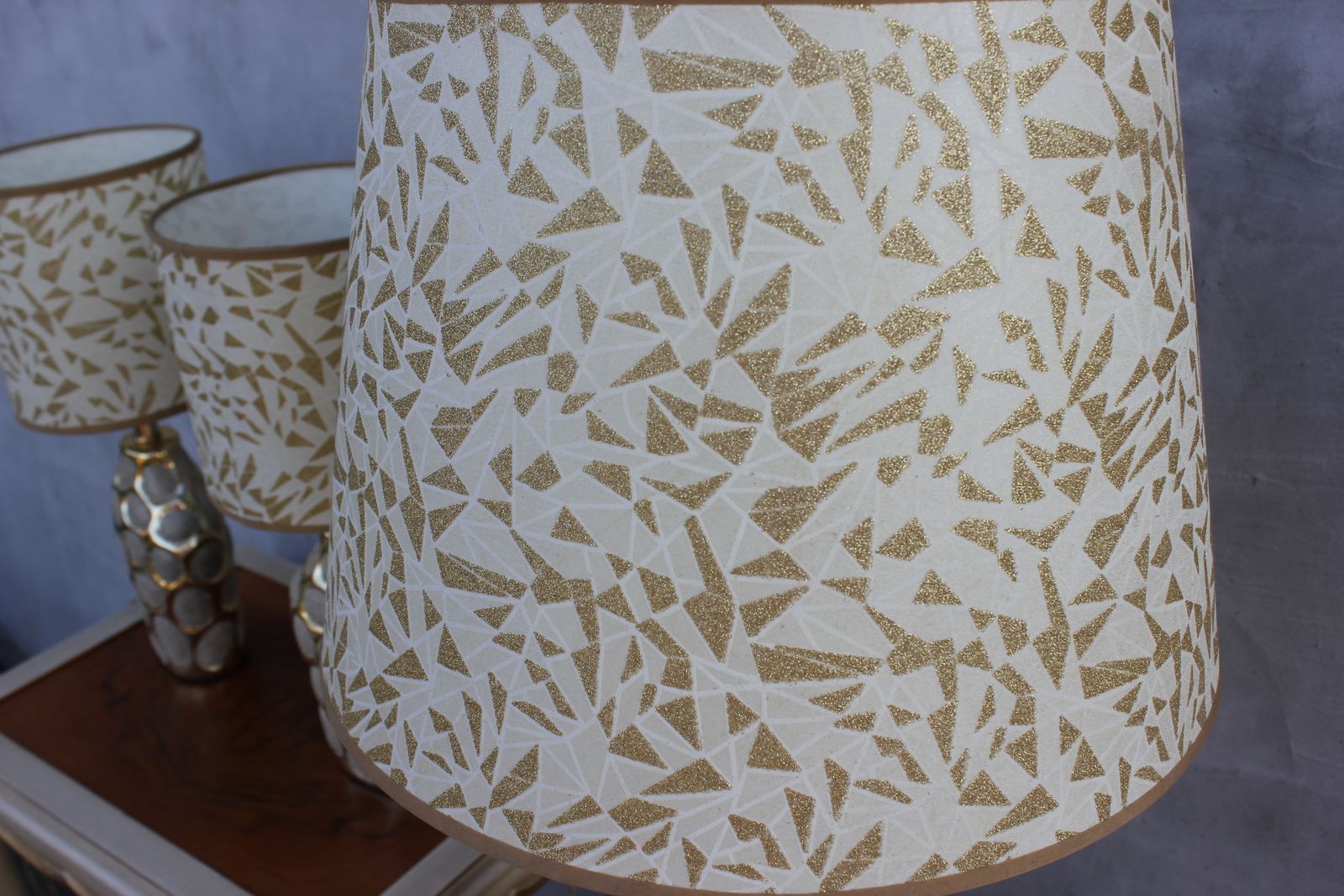 Three Italian Bedsides Lamps Hollywood Regency Style Table Lamps Set photo for sale