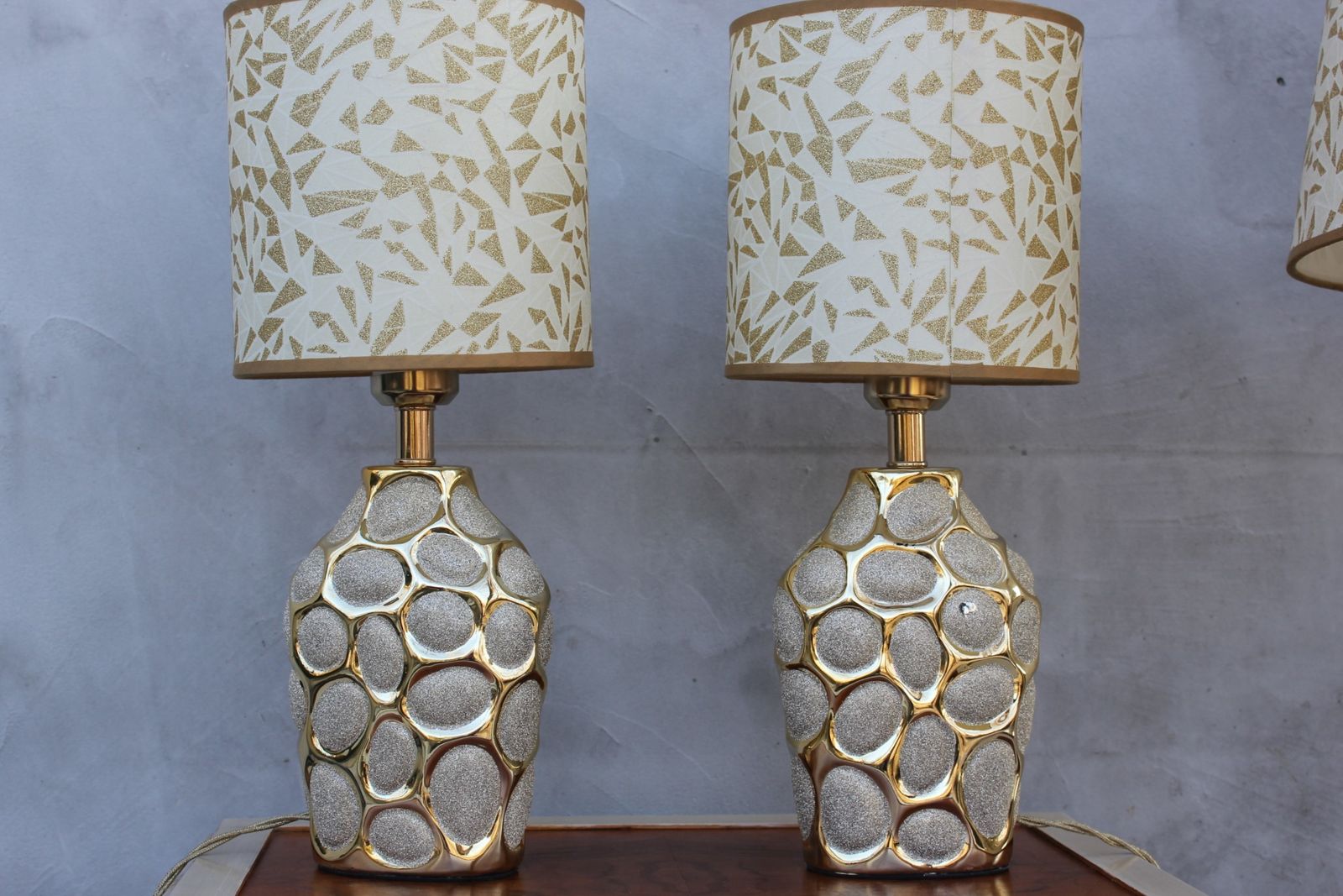 Three Italian Bedsides Lamps Hollywood Regency Style Table Lamps Set photo vintage