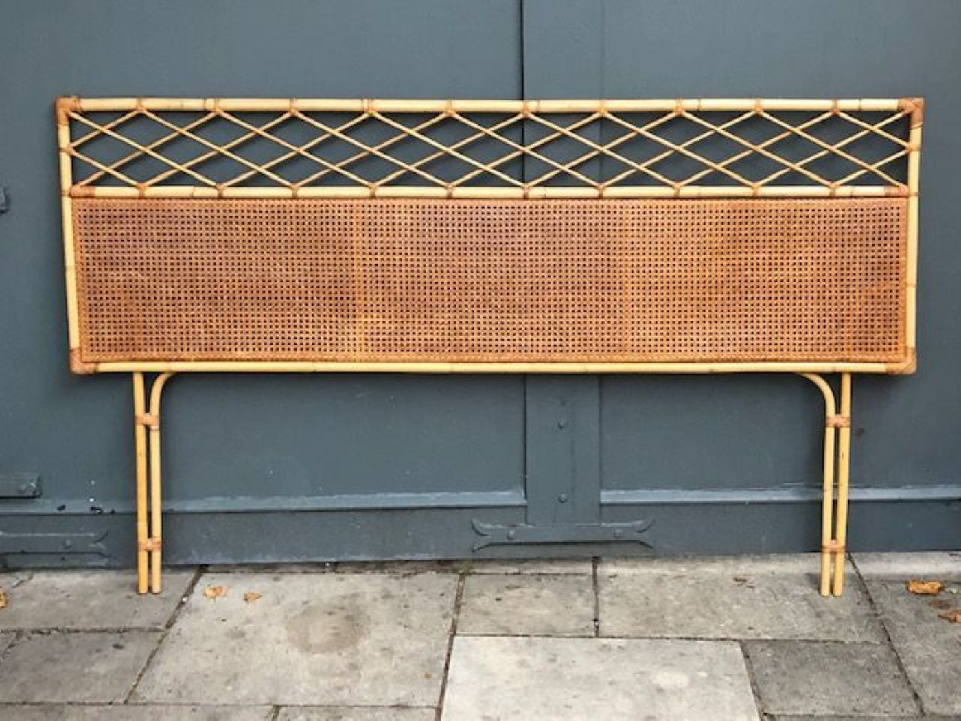 Mid Century Rattan / Cane Super King Headboard (6’ft), Italian, 1970s photo furniture