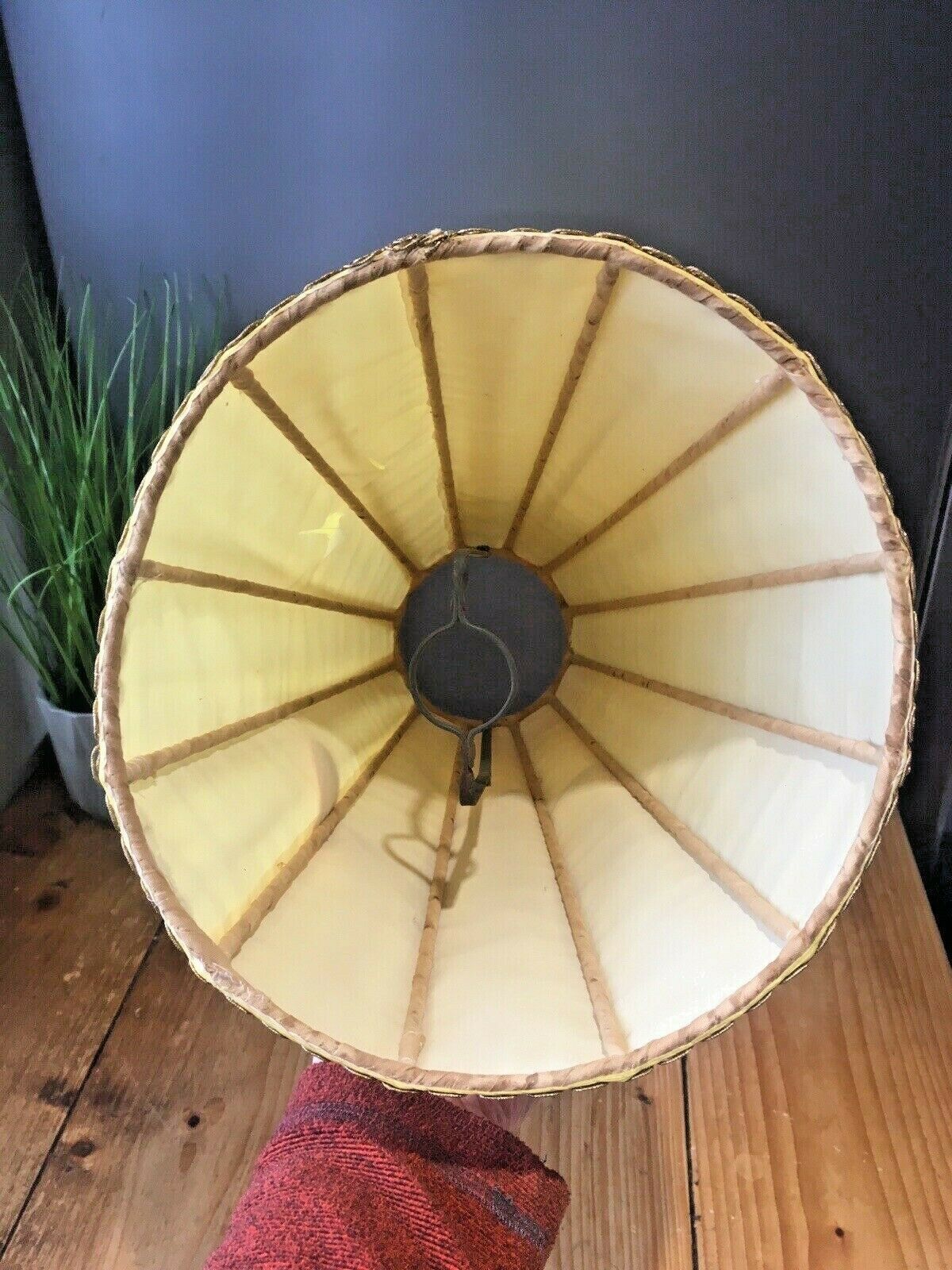 Tall Retro Yellow Conical Shade For Vintage West German Pottery Floor Table Lamp photo vinterior