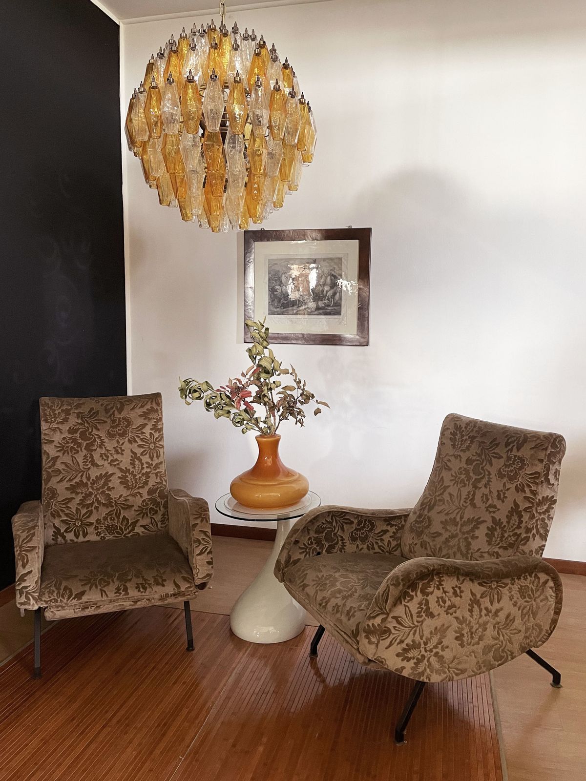 Amazing Spherical Murano Poliedri Candelier   140 Amber And Clear Poliedri photo furniture