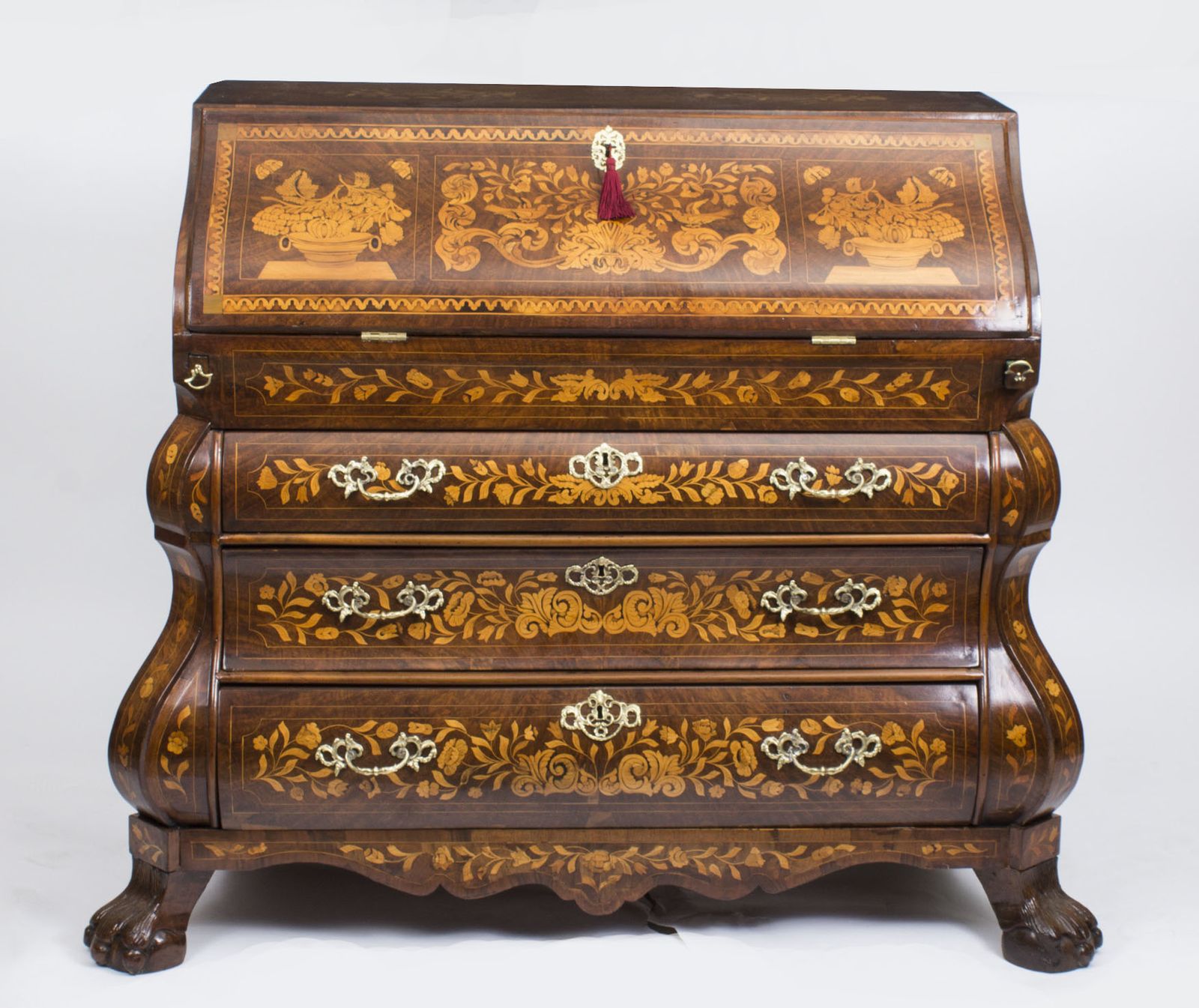 Antique Dutch Burr Walnut Floral Marquetry Bureau C.1780 photo furniture