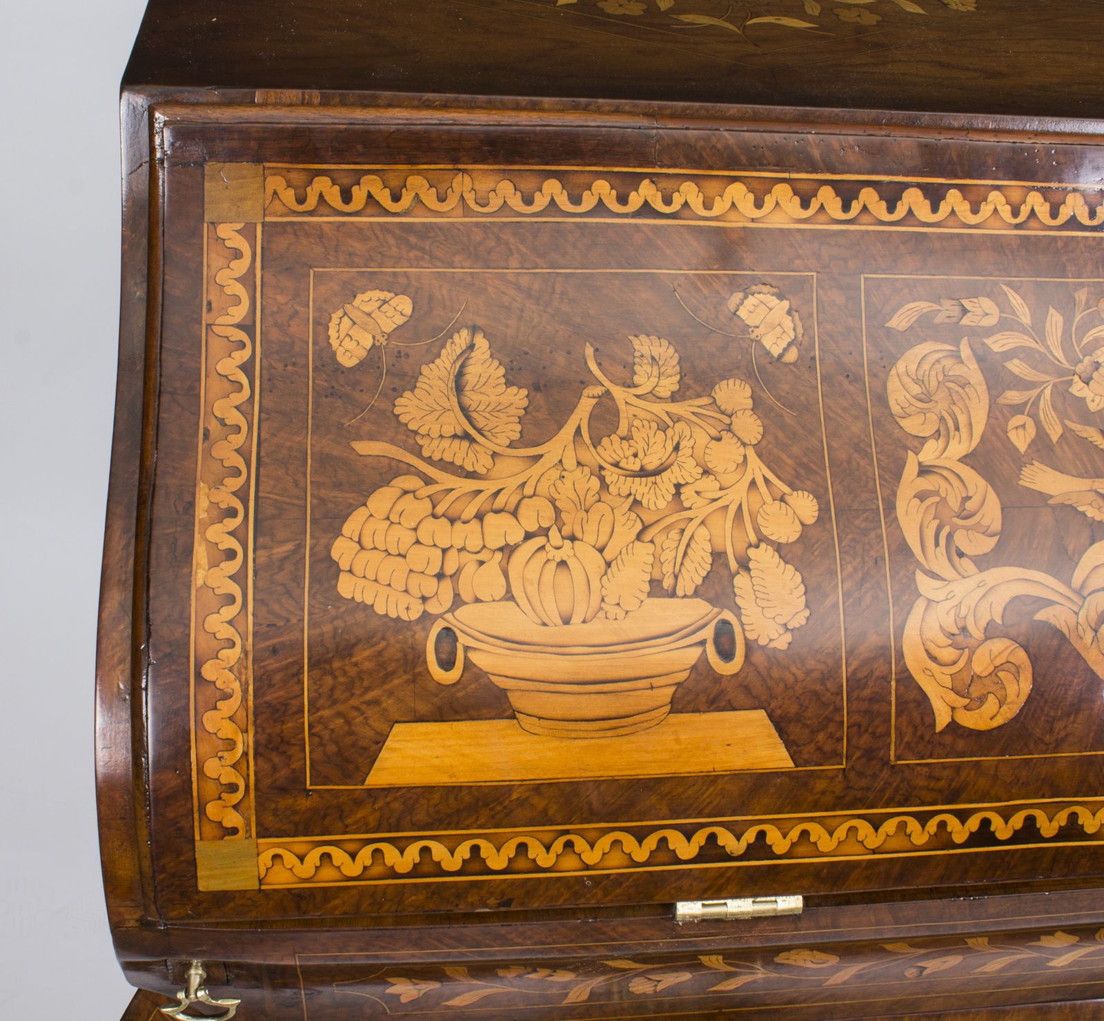 photo buy Antique Dutch Burr Walnut Floral Marquetry Bureau C.1780