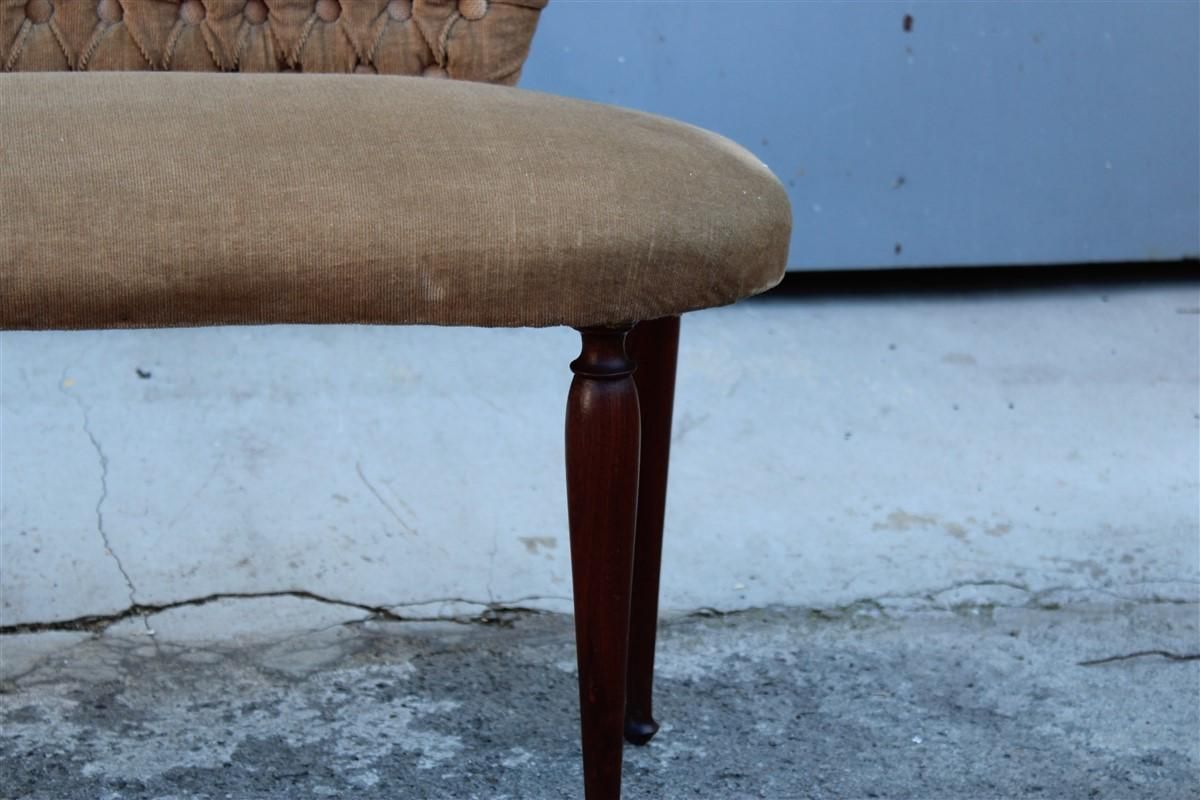 Small 1950s Mid Century Italian Stool In Brown Velvet And Cesare Lacca Design Ma photo Furniture