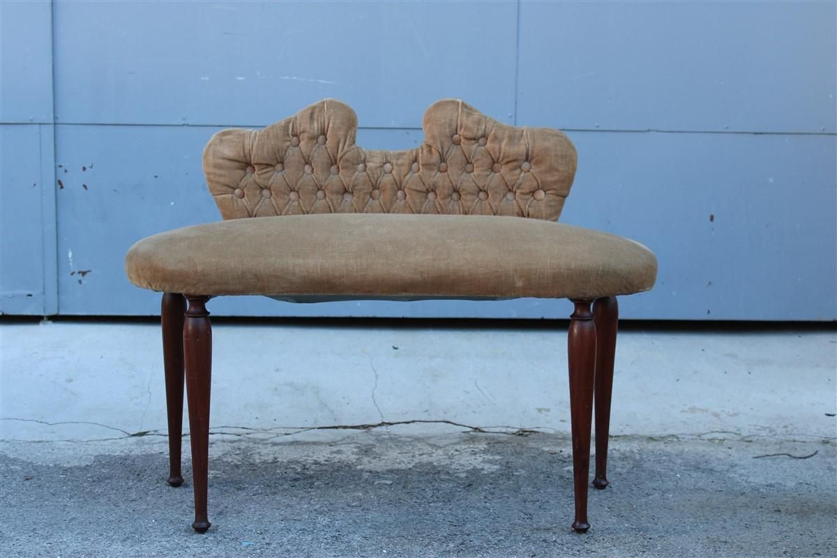 Furniture Small 1950s Mid Century Italian Stool In Brown Velvet And Cesare Lacca Design Ma photo