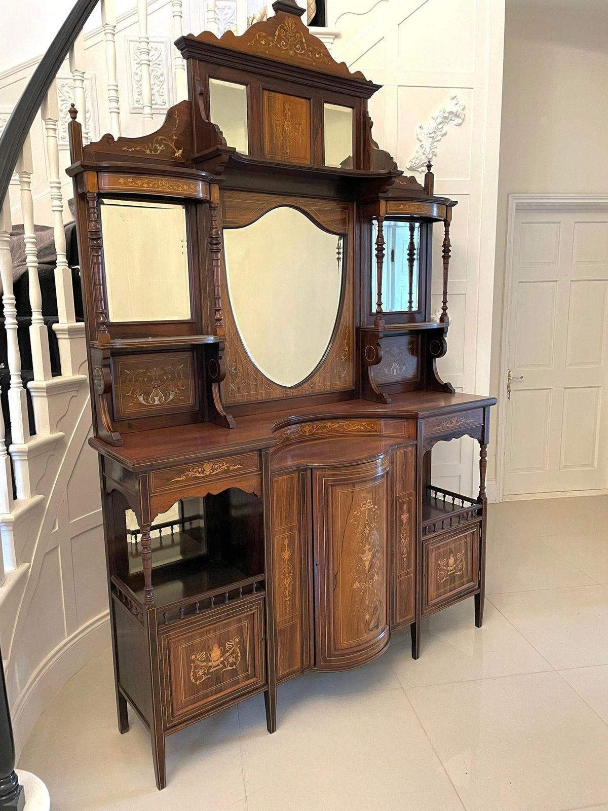 Outstanding Quality Antique Victorian Rosewood Inlaid Side Cabinet photo Furniture