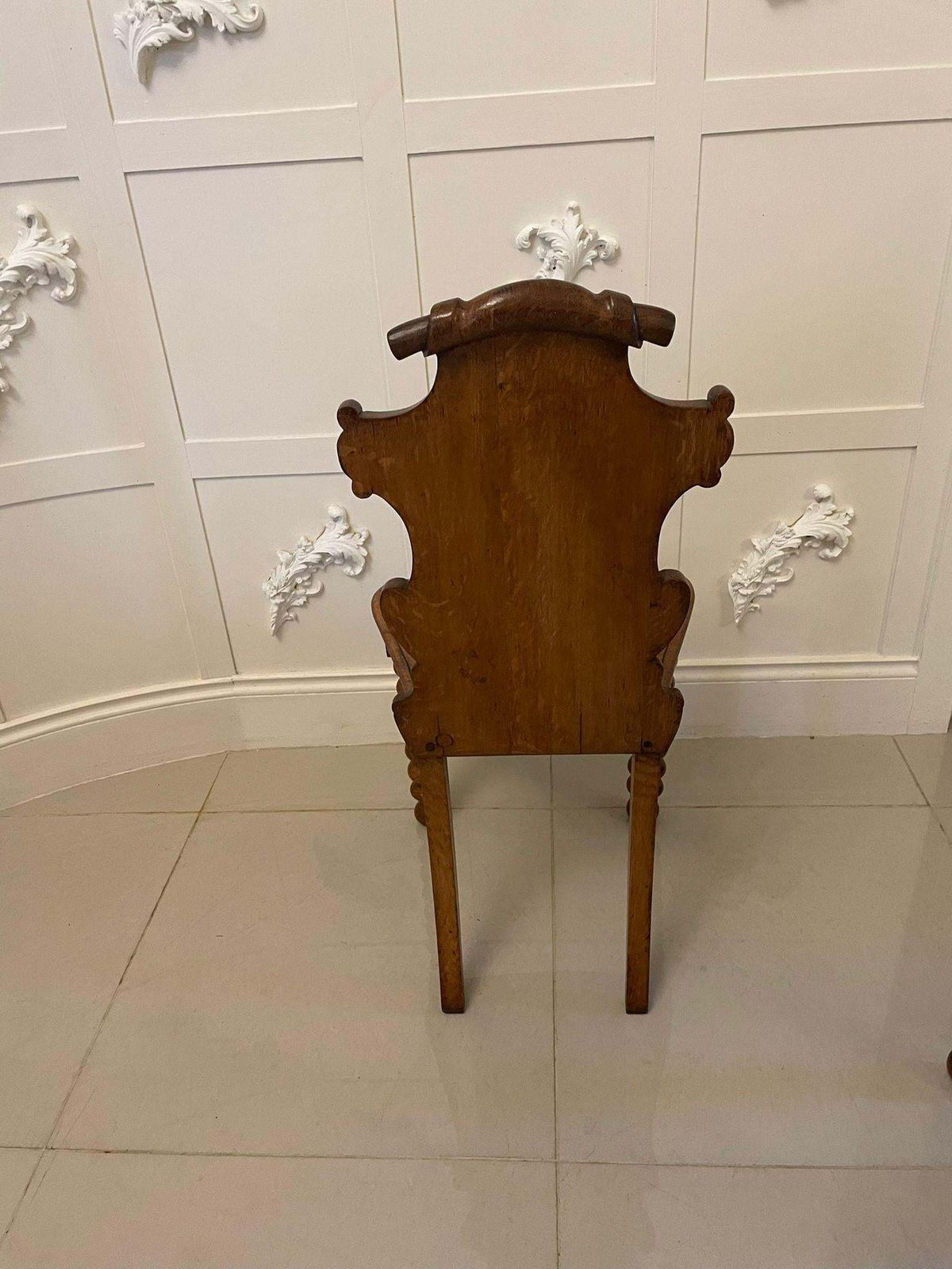 Pair Of Antique Victorian Carved Oak Hall Chairs photo 1195.0