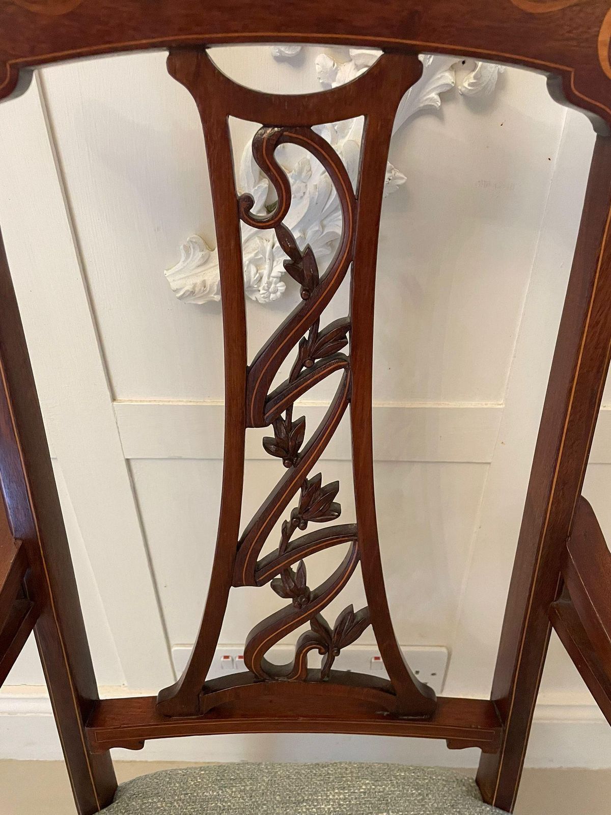 Unusual Antique Art Nouveau Quality Mahogany Inlaid Child’s Chair photo 1125.0