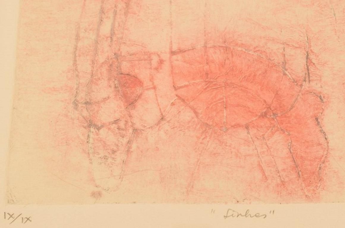 Selma Daffre  Listed Brazilian Artist Collograph On Paper Linhas photo for sale
