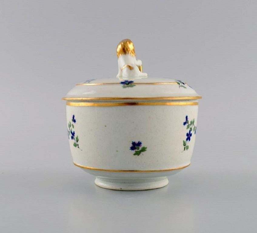 Antique German Sugar Bowl In Hand Painted Porcelain With Flowers And Gold Edges photo furniture