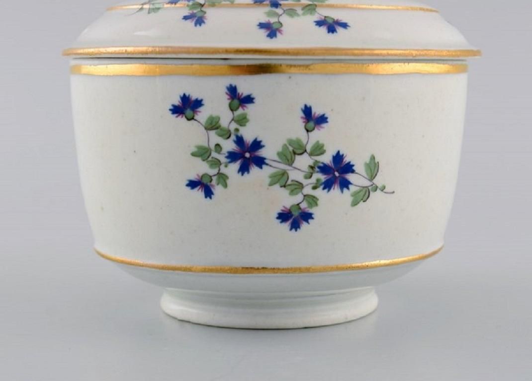 Antique German Sugar Bowl In Hand Painted Porcelain With Flowers And Gold Edges photo Home Decor