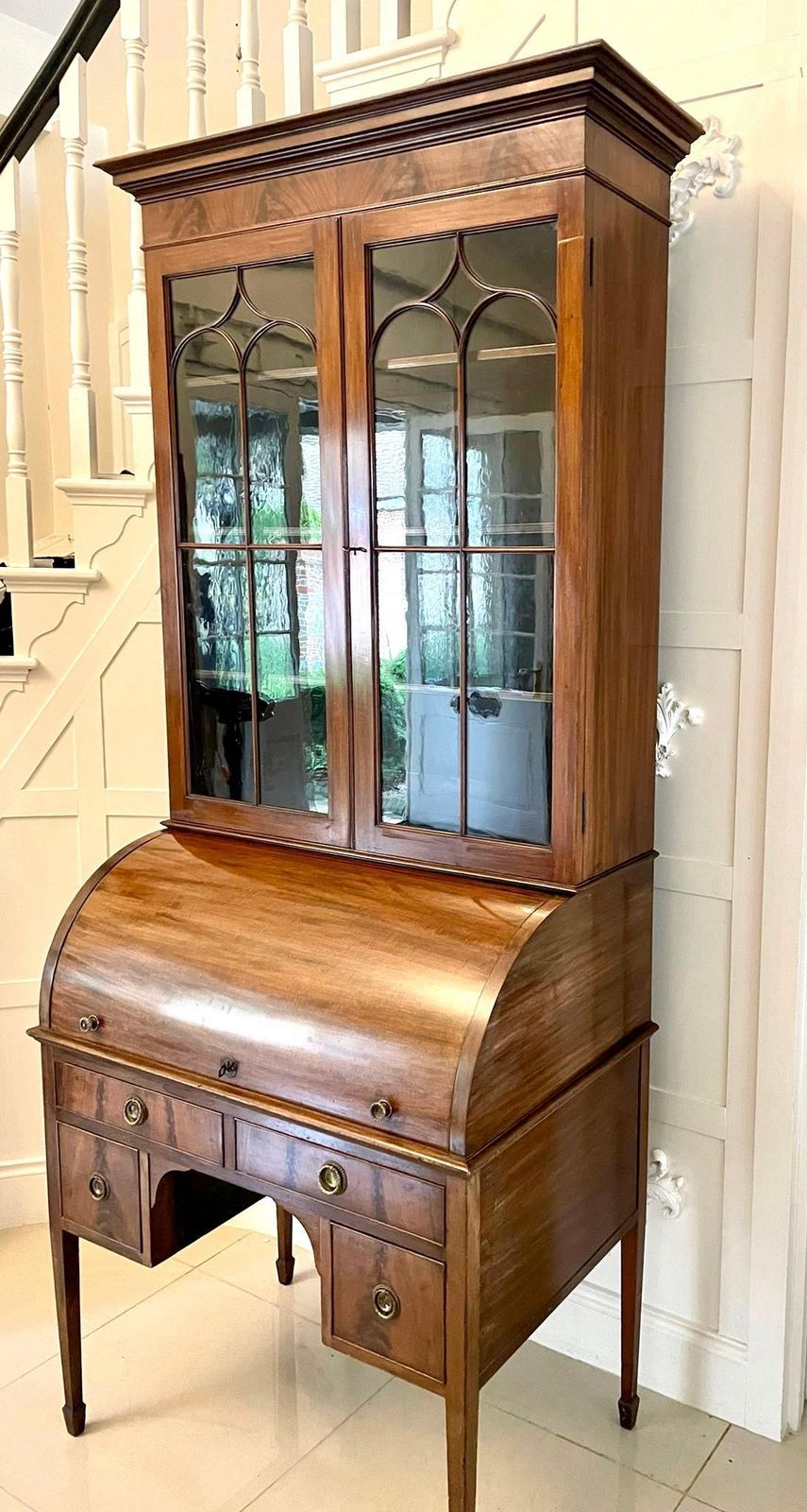 Antique Edwardian Quality Mahogany Cylinder Bookcase photo 1485.0