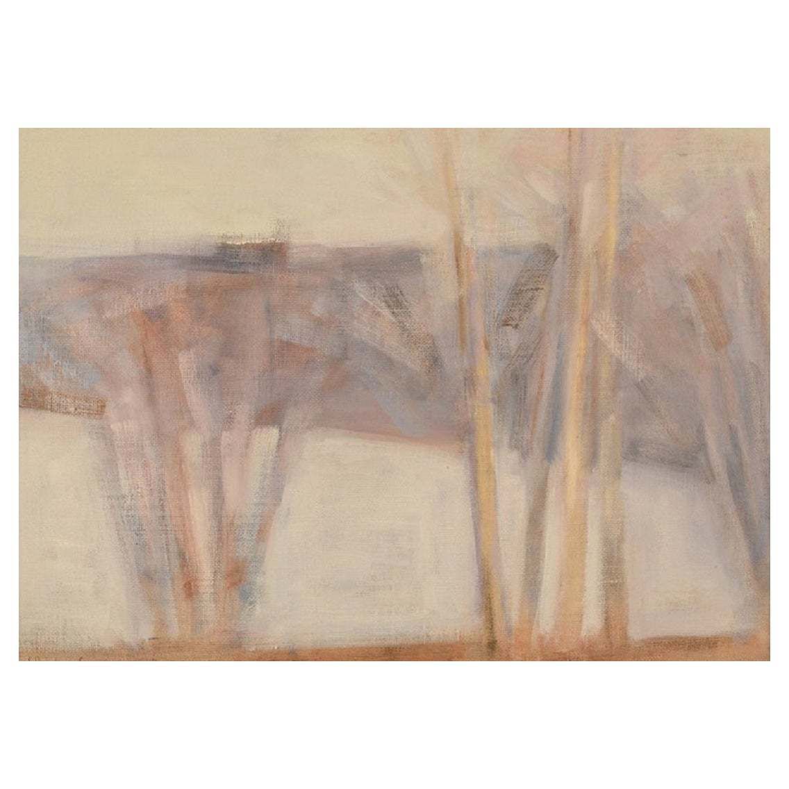 Lennart Palmér, Sweden, Oil On Canvas, Modernist Landscape With Trees