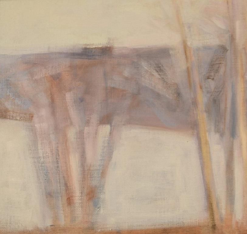 Lennart Palmér, Sweden, Oil On Canvas, Modernist Landscape With Trees photo Art