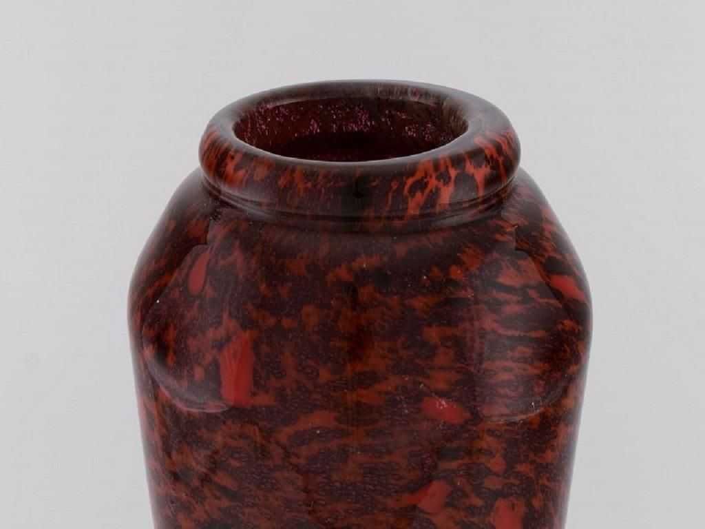 Very Large Lorrain Art Deco Vase In Red Mouth Blown Art Glass photo Home Decor