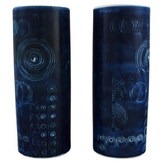 Olle Alberius For Rörstrand Two Large Sarek Vases In Glazed Ceramics