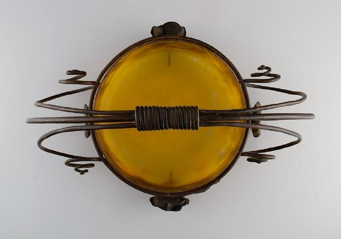 Muller Frères, Luneville, Bowl In Mouth Blown Art Glass With Handle photo 1175.0