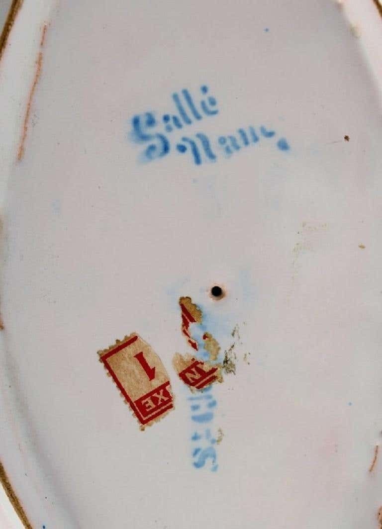 Emile Gallé For St. Clement, Nancy, Antique Sauce Boat In Hand Painted Faience photo vinterior