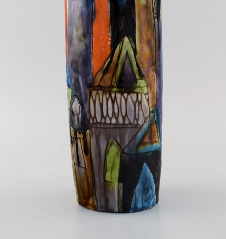Elio Schiavon, Italy, Unique Vase In Glazed Ceramics With City Motif photo 826.0