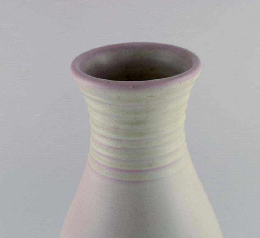 Bo Fajans, Sweden, Large Vase In Glazed Ceramics, Grooved Design, 1960s photo 516.0