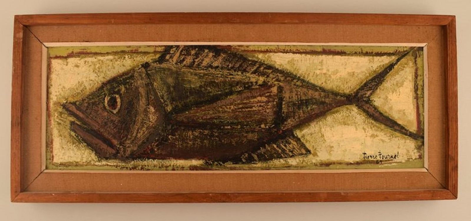 Pierre Fournel, France, Oil On Board, Fish, Dated 1961 photo furniture