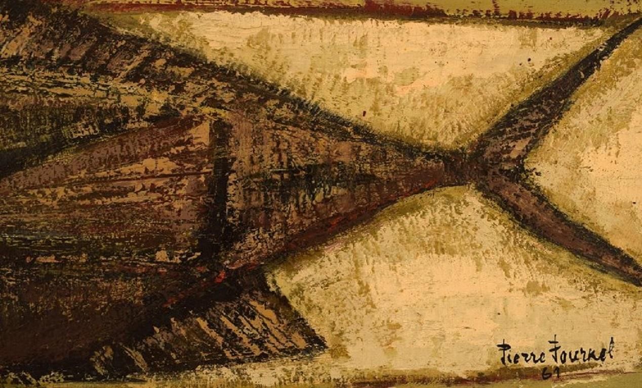 Pierre Fournel, France, Oil On Board, Fish, Dated 1961 photo Art