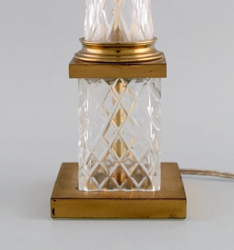 Pair Of Tall And Sleek Table Lamps In Clear Crystal Glass And Brass, France photo 901.0