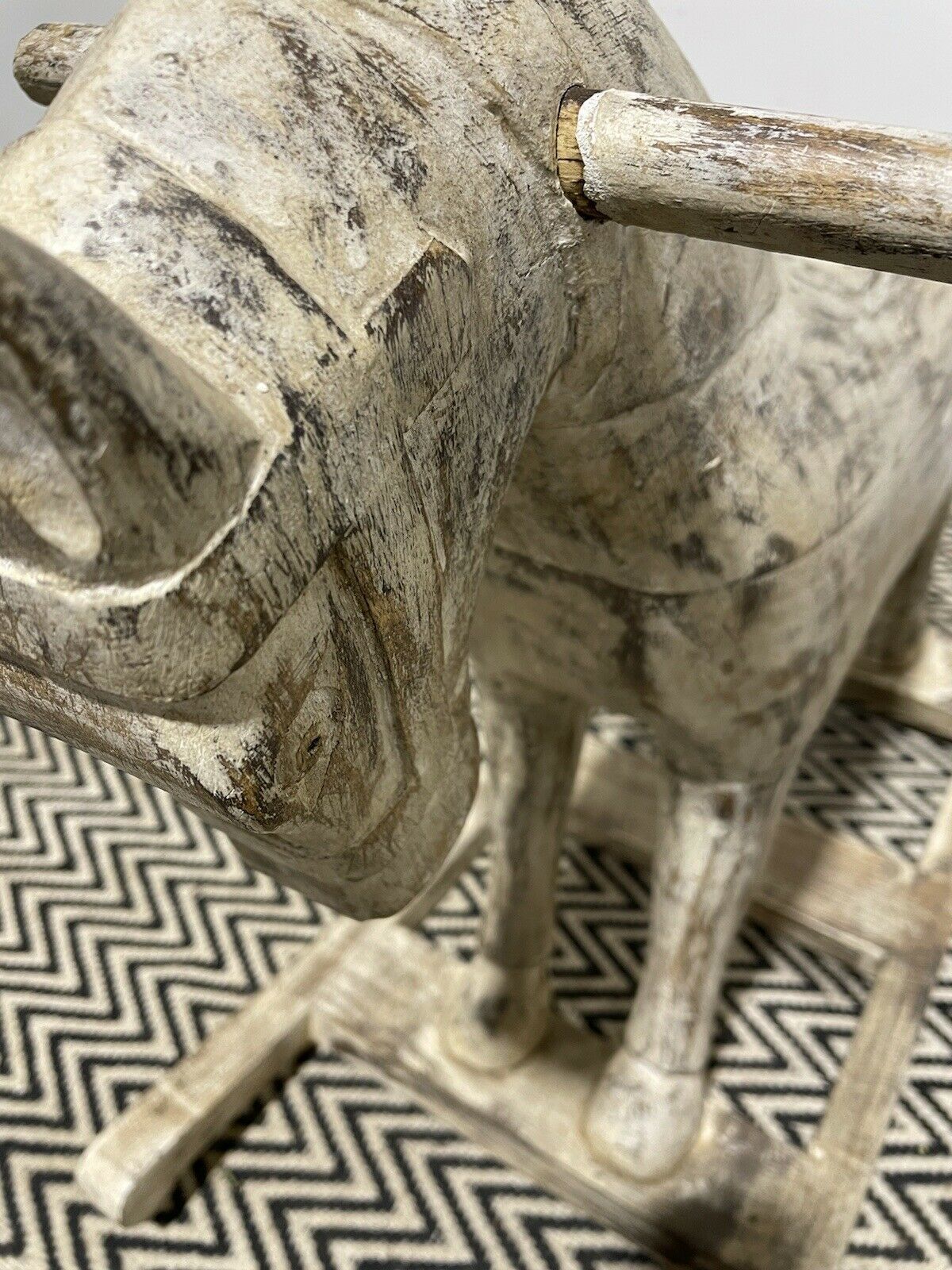 Large Antique Carved Indian Wooden Rocking Horse photo 295.0