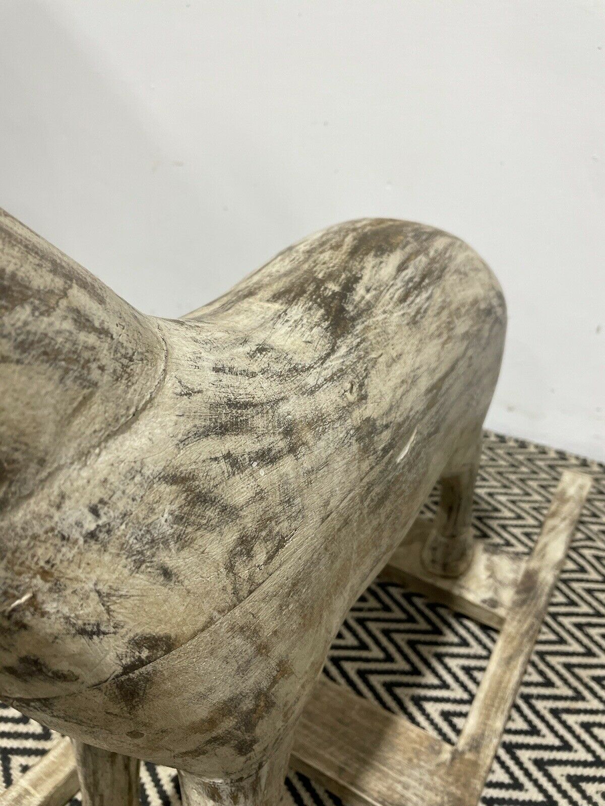Large Antique Carved Indian Wooden Rocking Horse photo vinterior