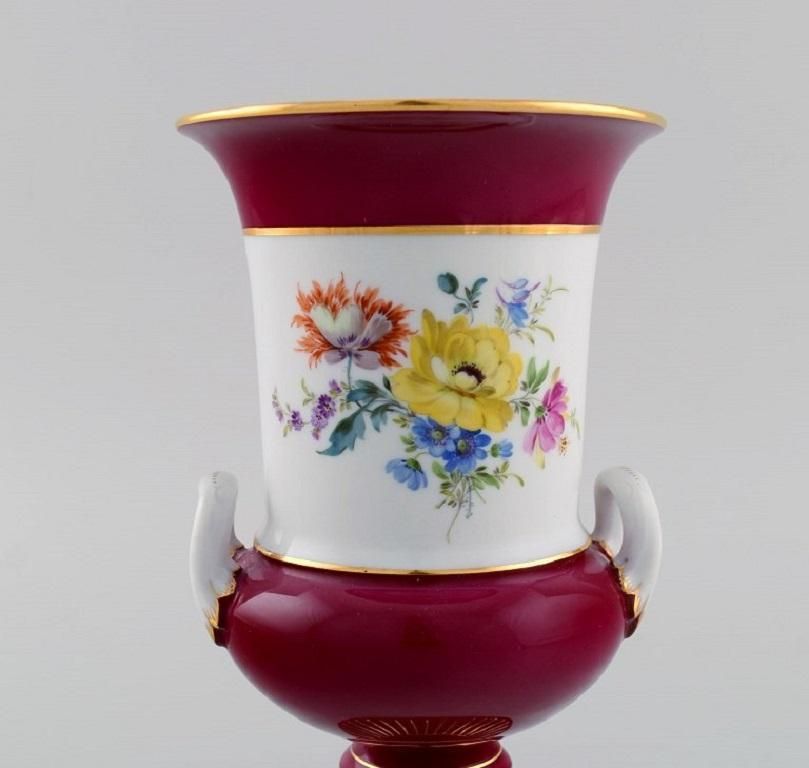 Antique Meissen Porcelain Vase With Hand Painted Flowers, Ca 1900 photo furniture