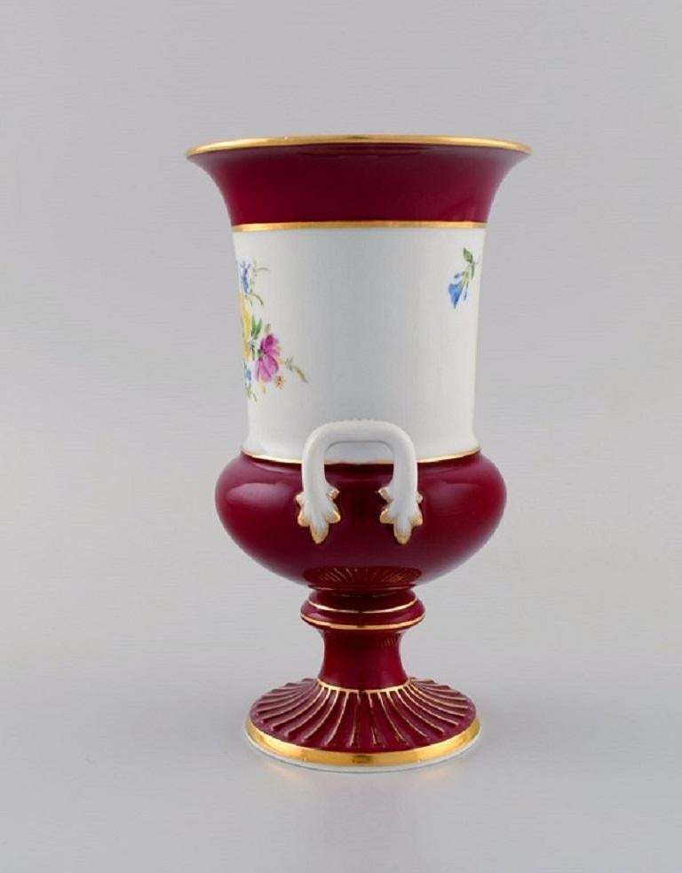 Antique Meissen Porcelain Vase With Hand Painted Flowers, Ca 1900 photo Home Decor