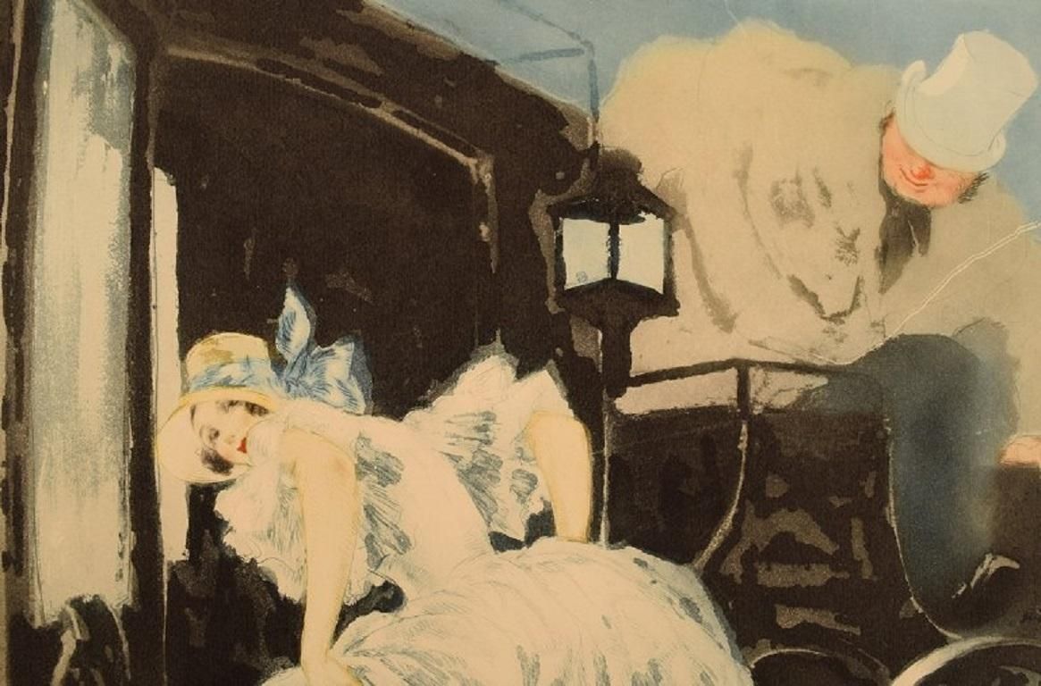 Louis Icart, Etching On Paper, "Départ", Approx. 1920 photo for sale