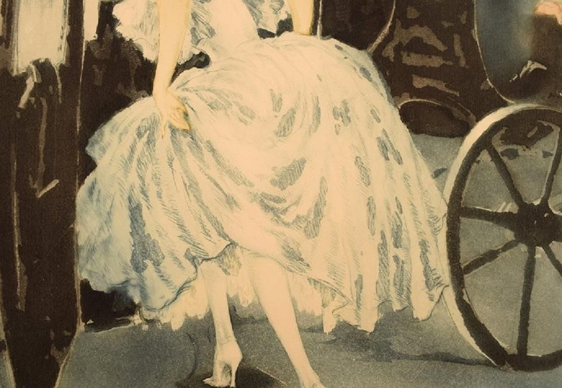 Louis Icart, Etching On Paper, "Départ", Approx. 1920 photo Art