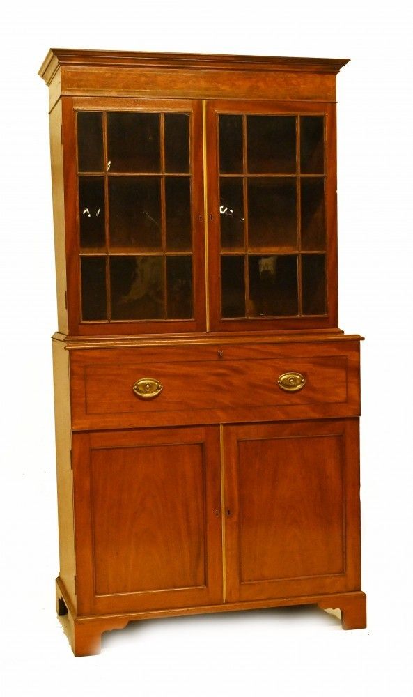 Georgian Secretaire Bookcase Desk Mahogany 1800 photo 1995.0