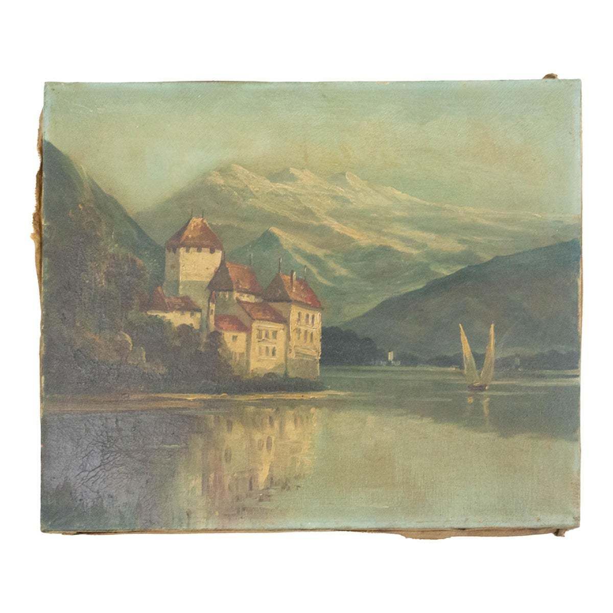 Paysage du château de Chillon au bord du lac Léman, Suisse, fin du XIXe siècle