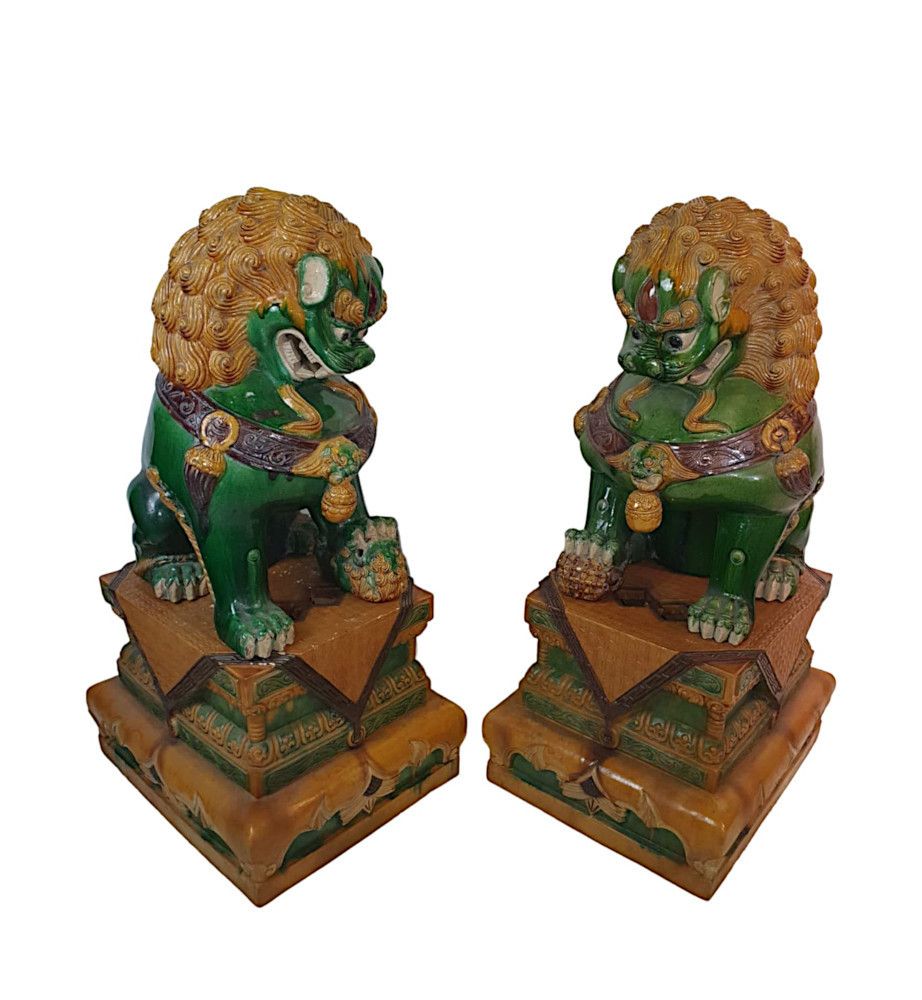 A Rare And Important Pair Of Early 20th Century  Chinese Export Foo Dogs photo furniture