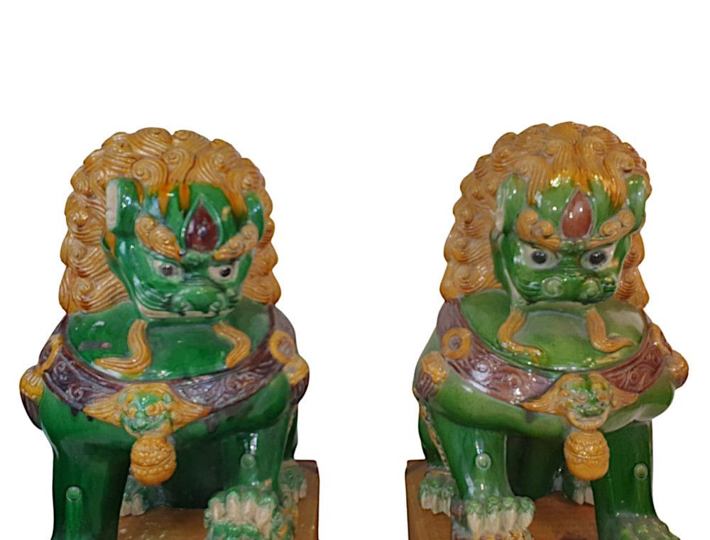 A Rare And Important Pair Of Early 20th Century  Chinese Export Foo Dogs photo Art