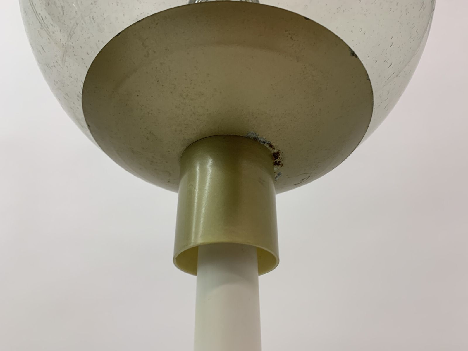 Vintage Wit Gouden Vloerlamp Met Glazen Bol, Jaren 1970 photo buy