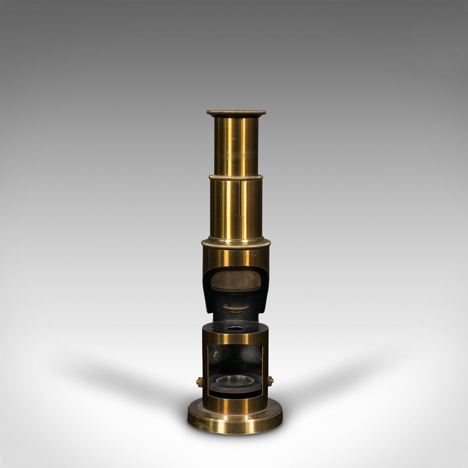 Antique Pocket Field Microscope, English, Brass, Instrument, C.1910 photo Home Decor