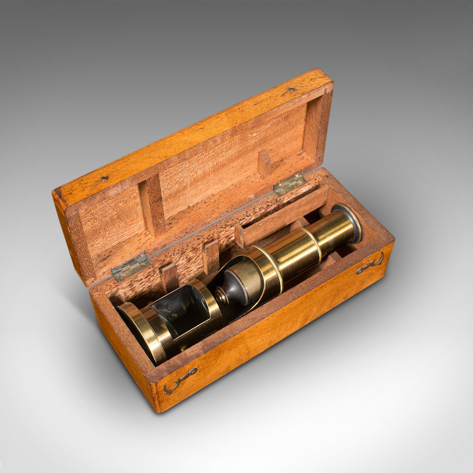 Antique Pocket Field Microscope, English, Brass, Instrument, C.1910 photo vintage