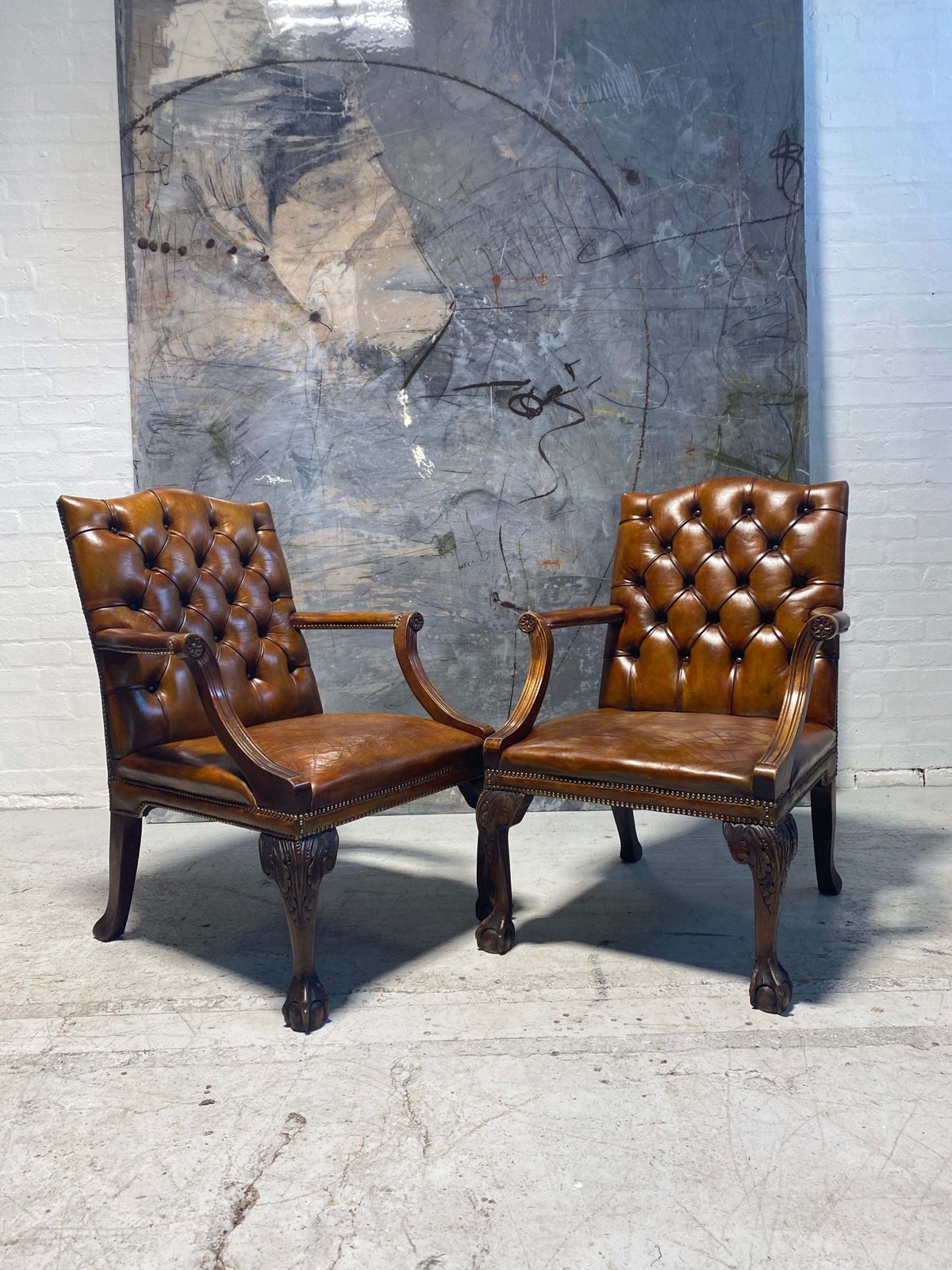 A Very Smart Matching Pair Of Beautifully Carved Open Armchairs photo for sale