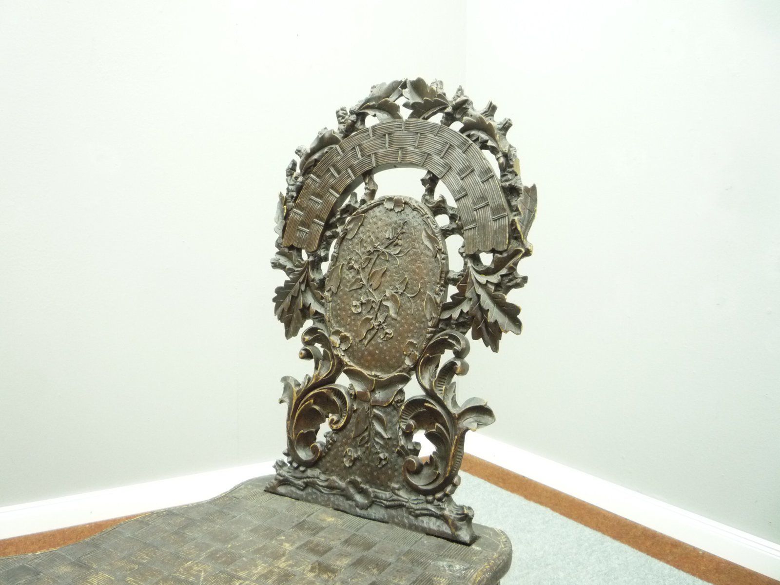 Antique Hand Carved Oak Chair, 1900s photo buy