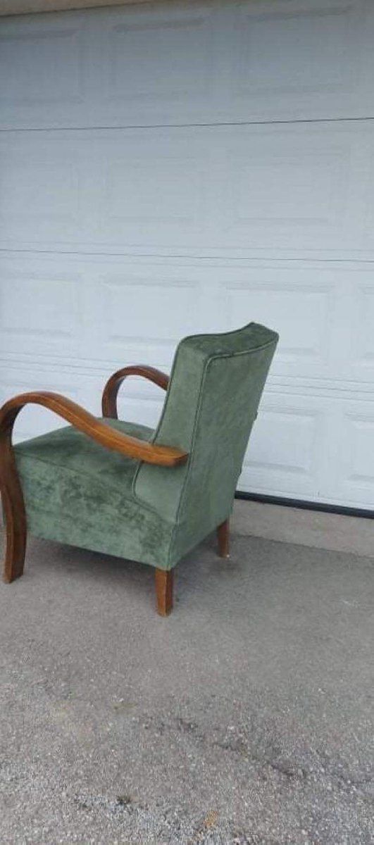 Art Deco Green Lounge Chairs  1920s  Set Of 2 photo furniture