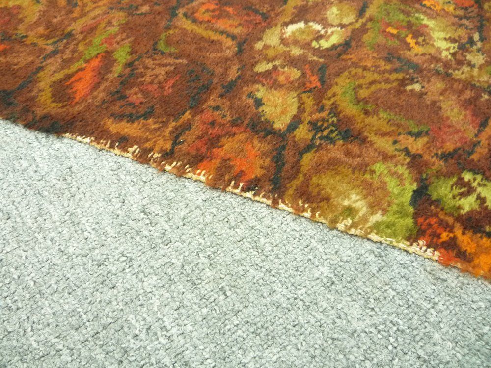 English Flower Power Rug, 1970s photo buy