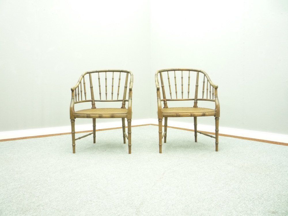 Birchwood Armchairs From Maison Jansen, 1960s, Set Of 2