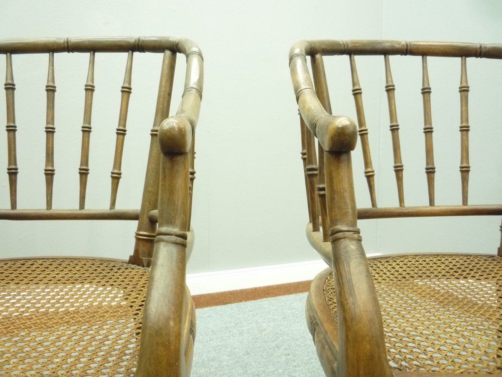 photo for sale Birchwood Armchairs From Maison Jansen, 1960s, Set Of 2