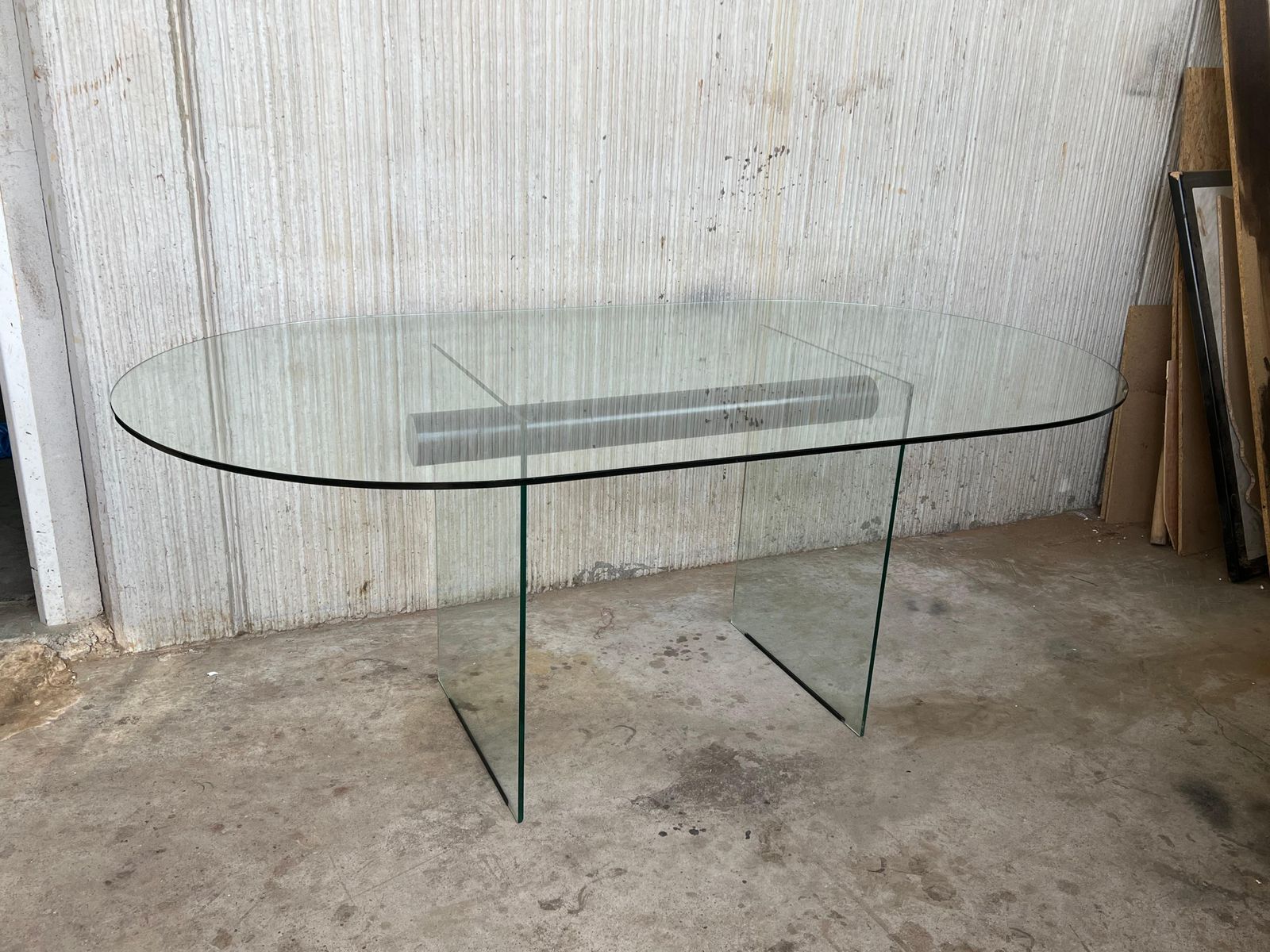 Mid Century Modern Glass Dining Room Table With Glass Legs In The Pace Style photo Furniture