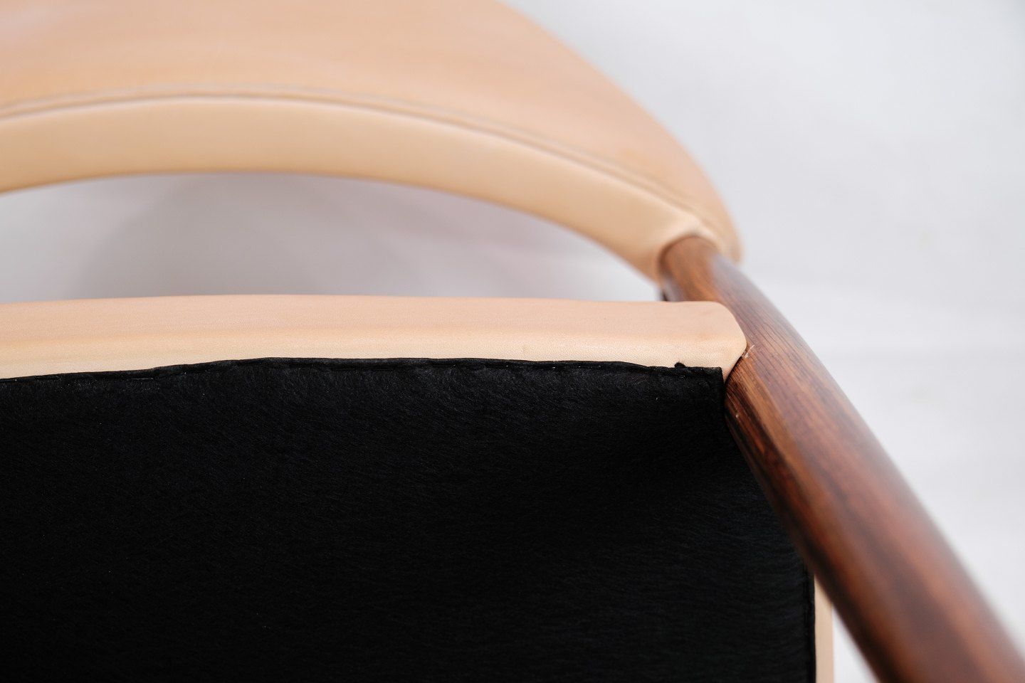 Armchair In Rosewood With Light Natural Leather Designed By Kurt Olsen In The 1960s photo vintage